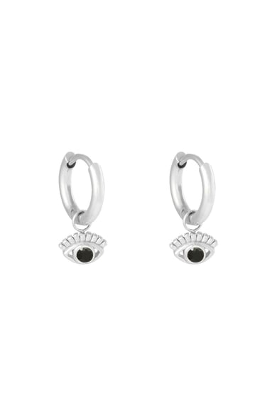Earrings Sparkling Eye Silver Color Stainless Steel h5 